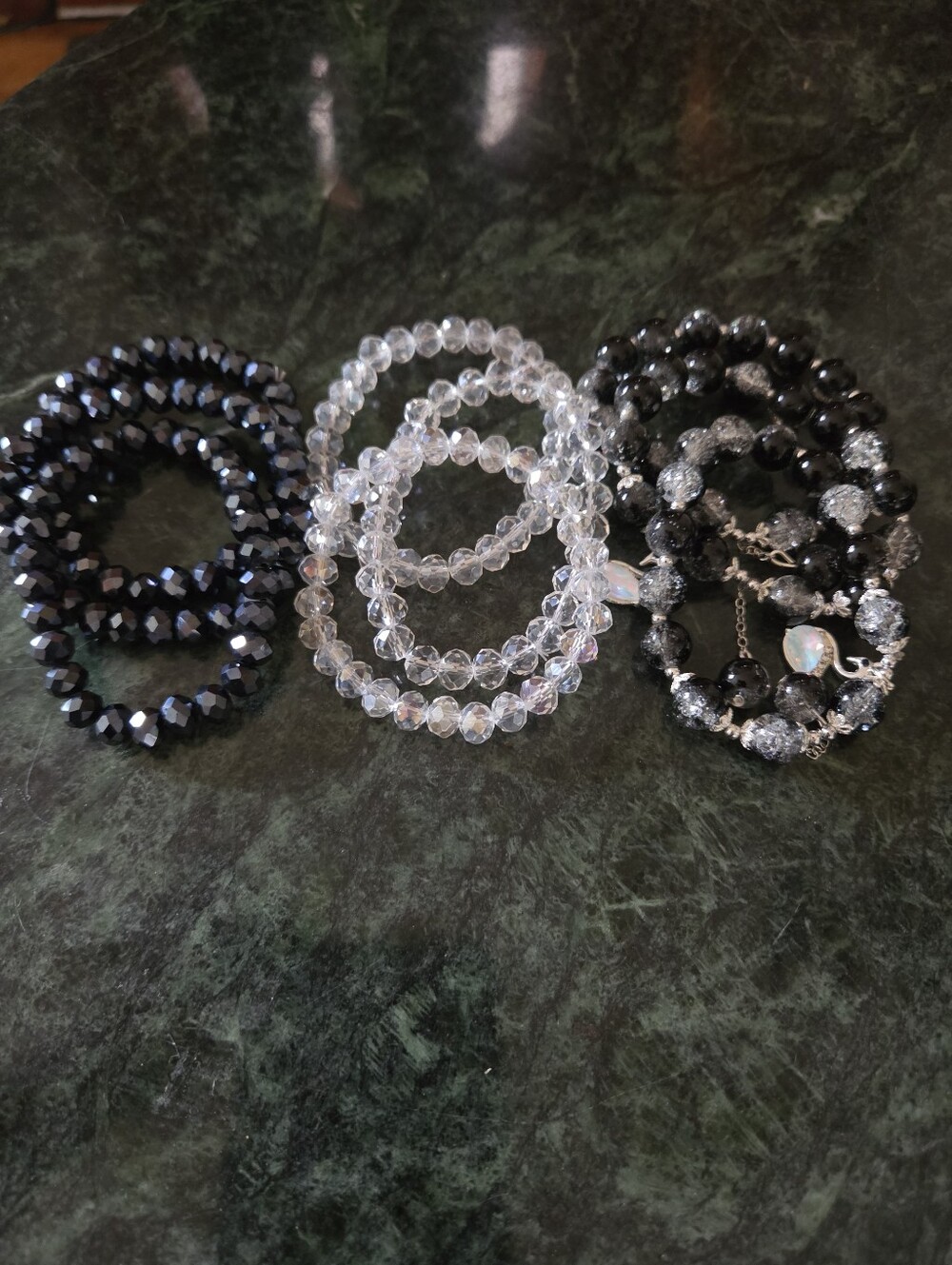 Bling Stretch Bracelets Set Of 9. Black and White